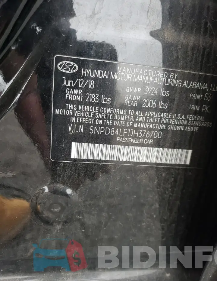 5NPD84LF1JH376700 Photo# 13