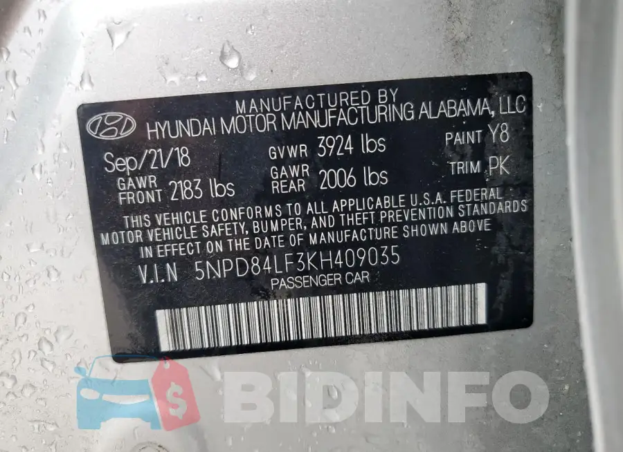 5NPD84LF3KH409035 Photo# 13