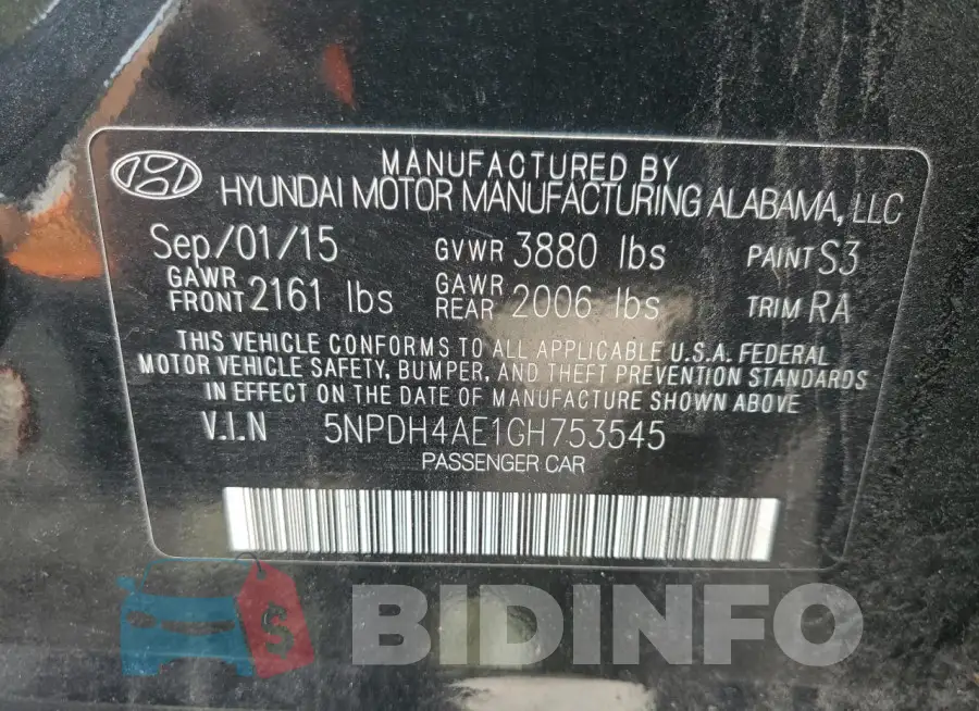 5NPDH4AE1GH753545 Photo# 12