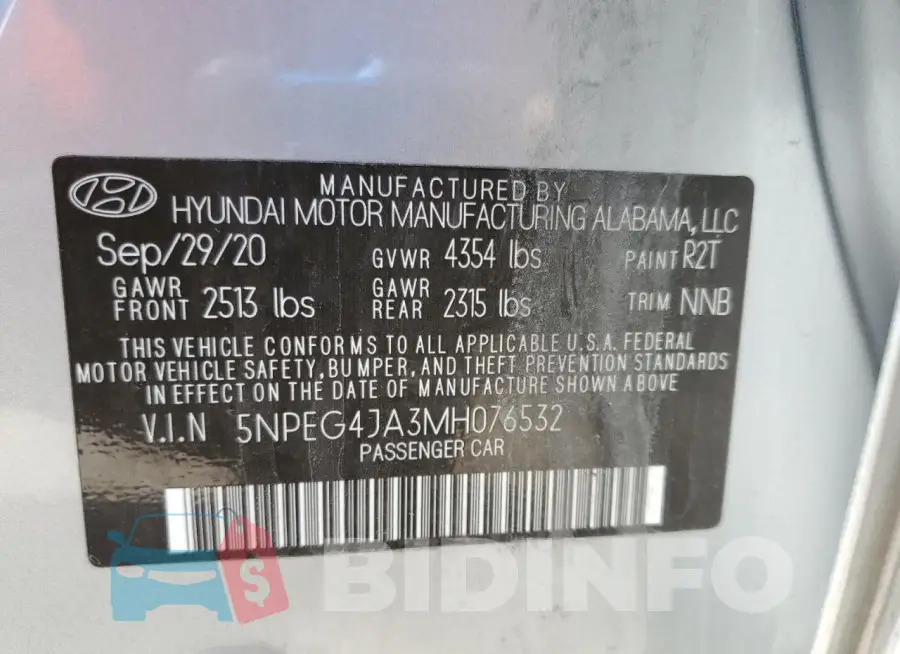 5NPEG4JA3MH076532 Photo# 12