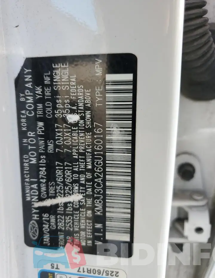 KM8J3CA26GU160167 Photo# 13
