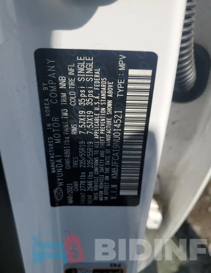 KM8JFCA19NU014521 Photo# 12