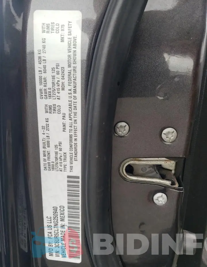 3C6UR5CL7NG250940 Photo# 12