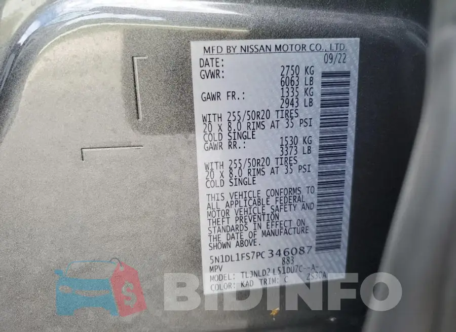 5N1DL1FS7PC346087 Photo# 14