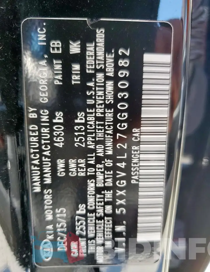5XXGV4L27GG030982 Photo# 13