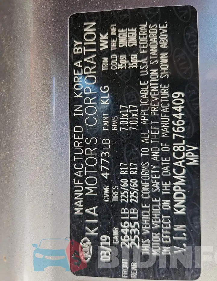 KNDPMCAC8L7664409 Photo# 13