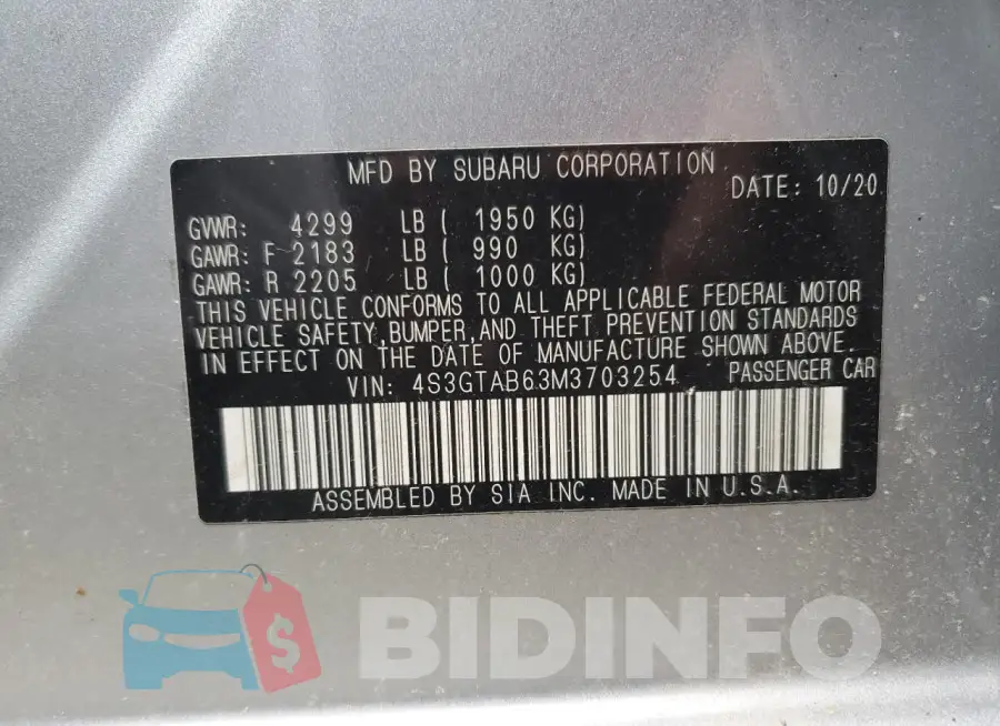4S3GTAB63M3703254 Photo# 10