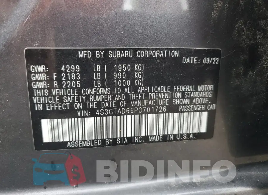 4S3GTAD66P3701726 Photo# 13