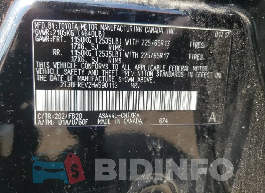 2T3BFREV2HW590113 Photo# 14