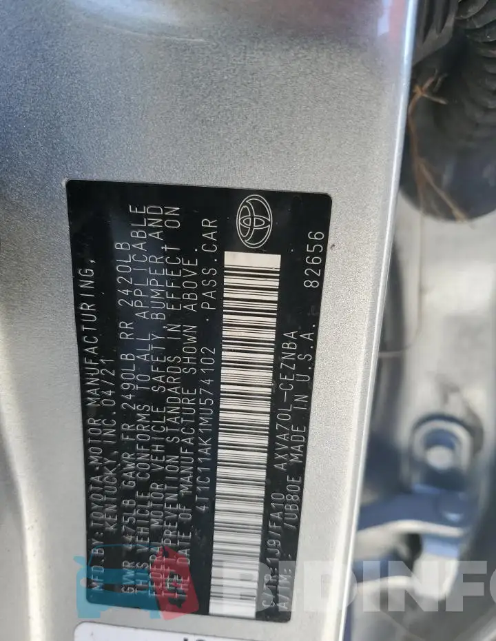 4T1C11AK1MU574102 Photo# 12