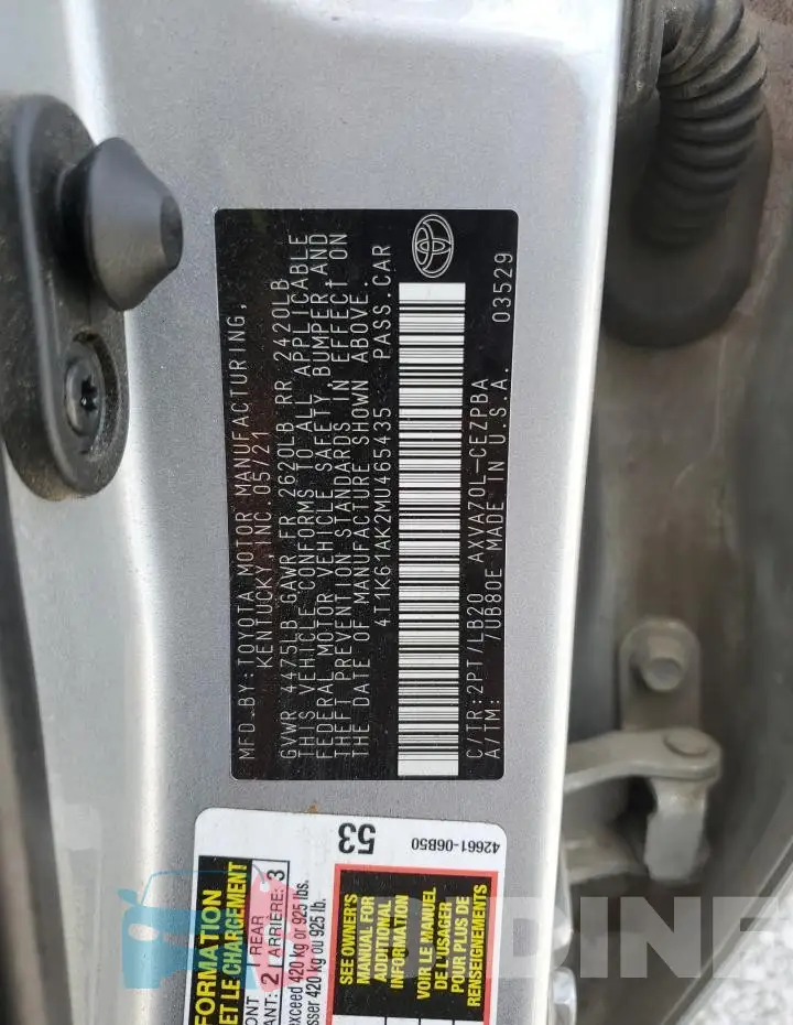 4T1K61AK2MU465435 Photo# 12