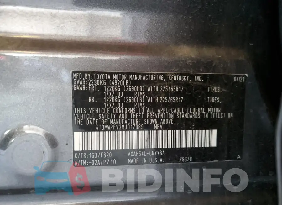 4T3MWRFV3MU017089 Photo# 13