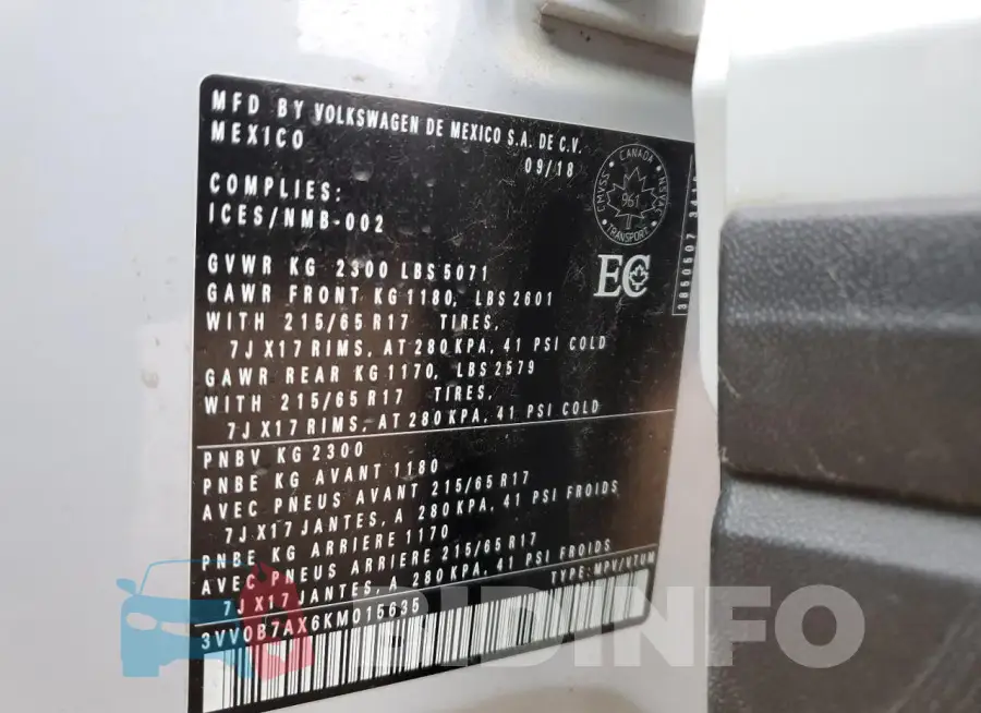 3VV0B7AX6KM015635 Photo# 14