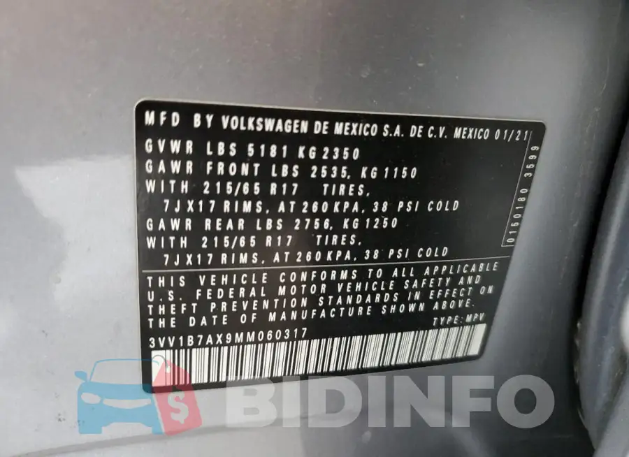3VV1B7AX9MM060317 Photo# 13