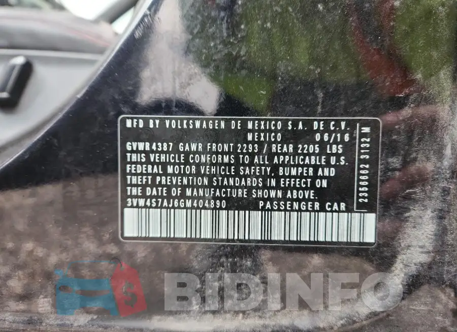 3VW4S7AJ6GM404890 Photo# 12