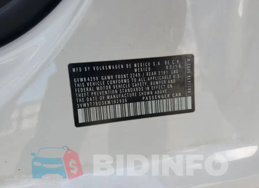 3VW5T7BU3KM162935 Photo# 12
