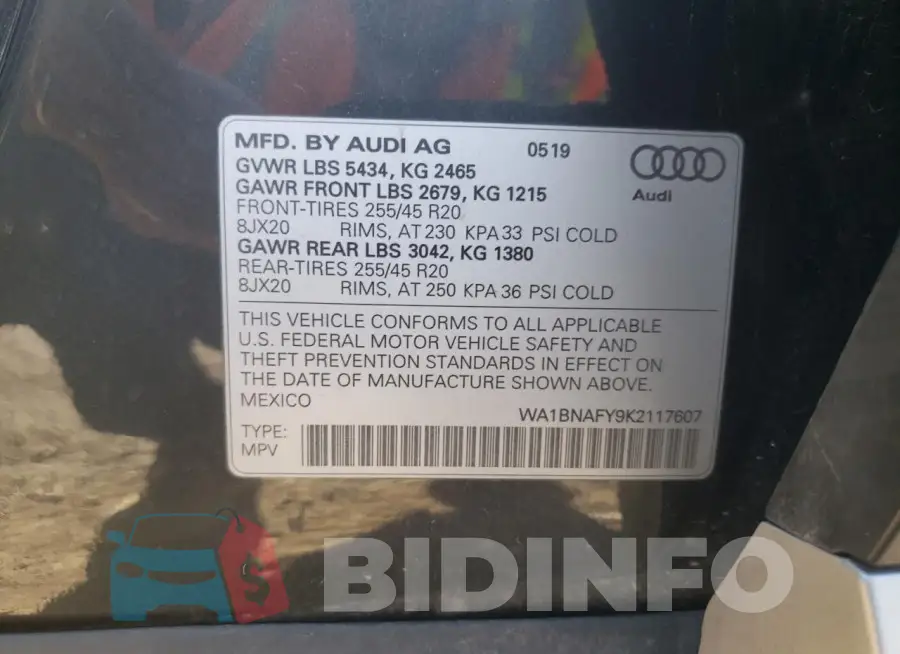 WA1BNAFY9K2117607 Photo# 14