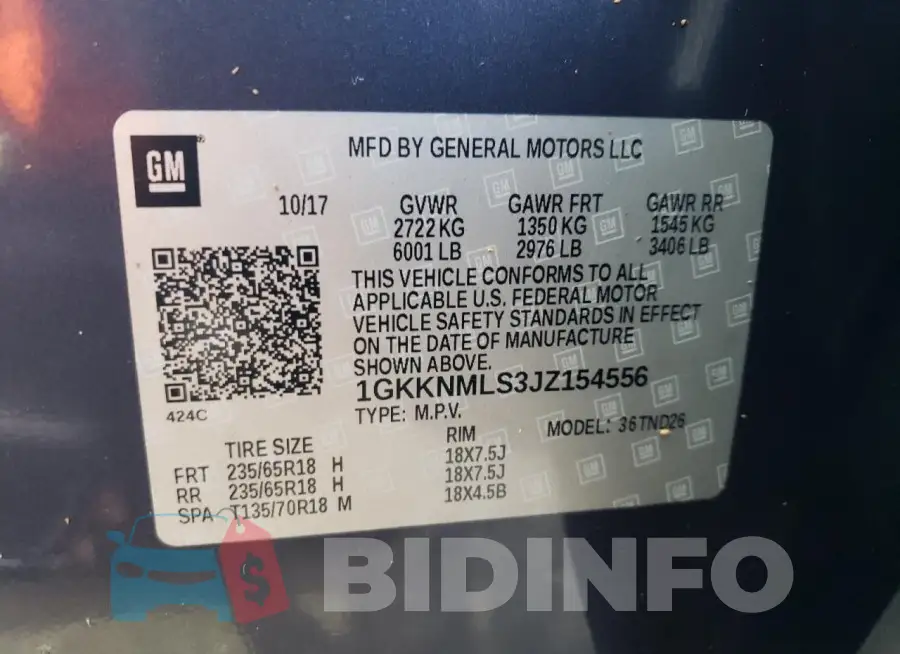 1GKKNMLS3JZ154556 Photo# 13