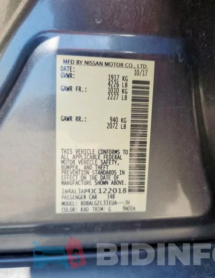 1N4AL3AP4JC122018 Photo# 12