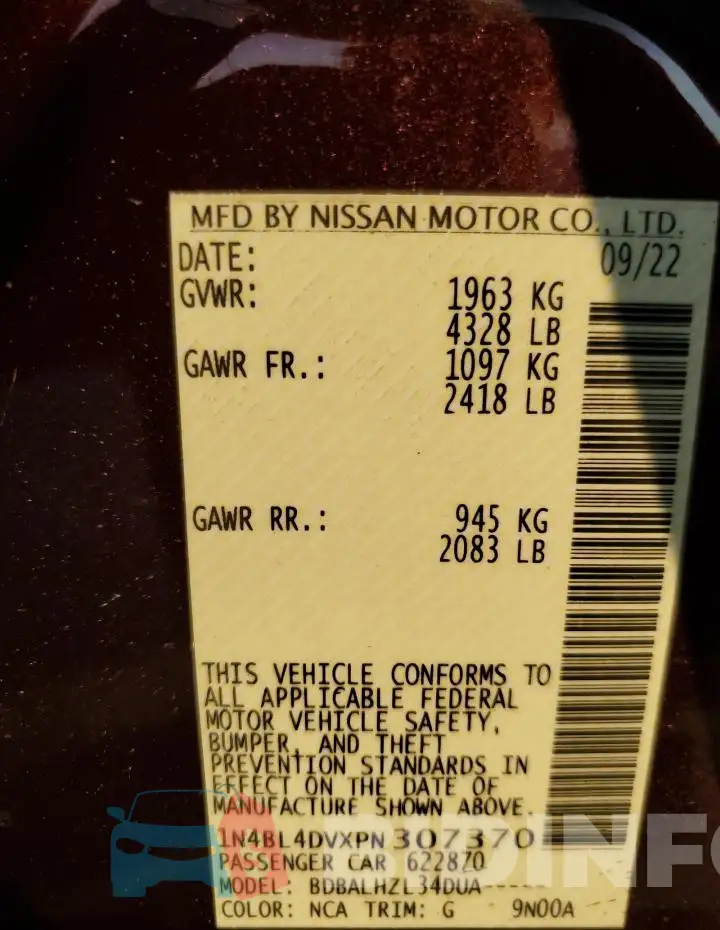 1N4BL4DVXPN307370 Photo# 12
