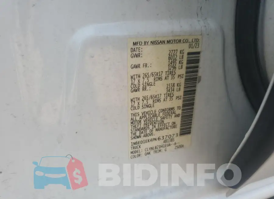 1N6ED1EK4PN637073 Photo# 12