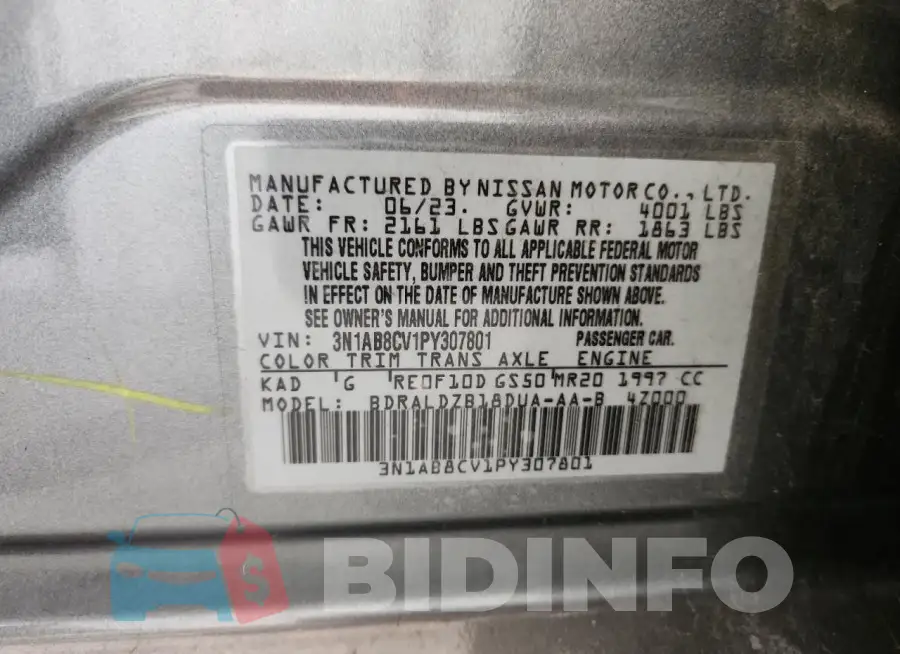 3N1AB8CV1PY307801 Photo# 12
