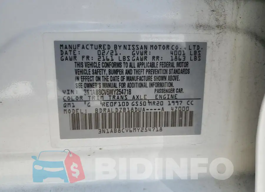 3N1AB8CV6MY254718 Photo# 13
