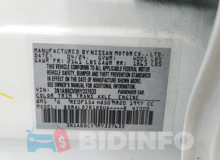 3N1AB8CV9RY337633 Photo# 12