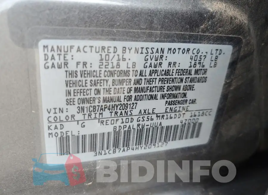3N1CB7AP4HY209127 Photo# 13