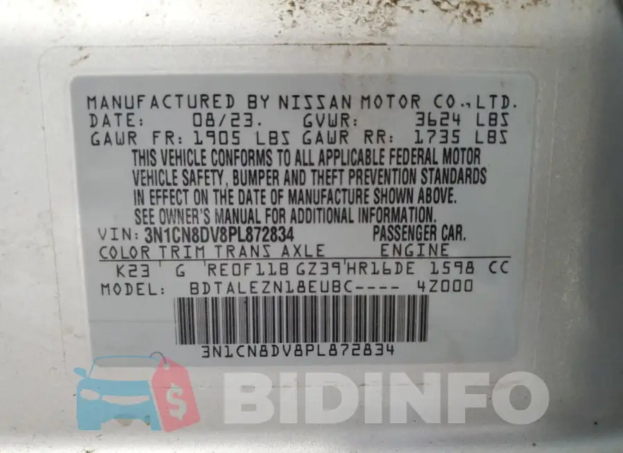 3N1CN8DV8PL872834 Photo# 12