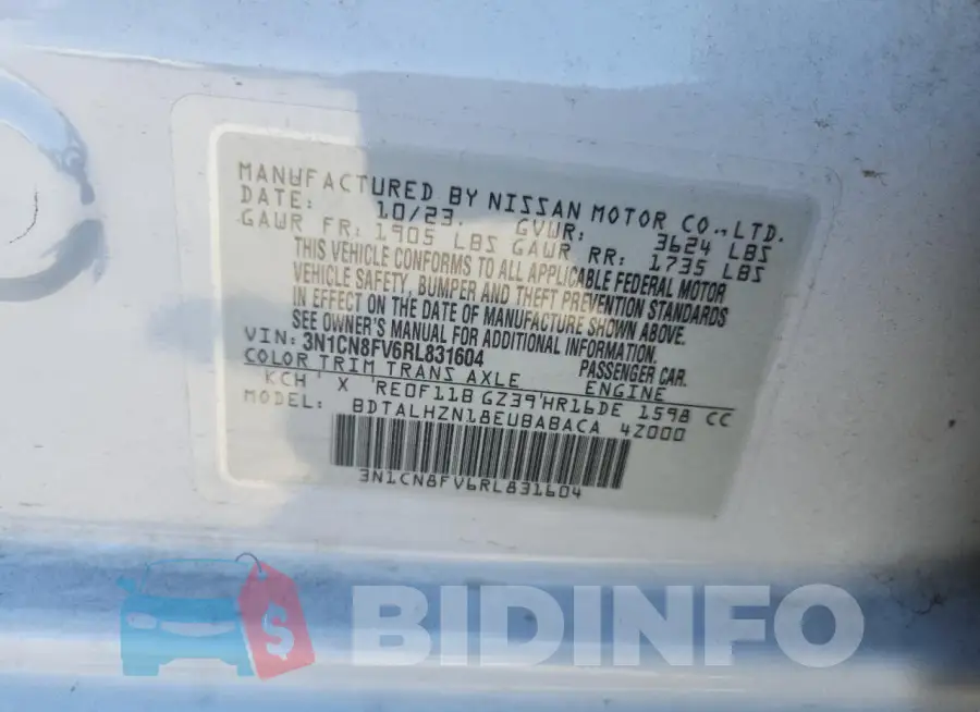 3N1CN8FV6RL831604 Photo# 12
