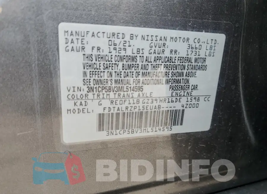 3N1CP5BV3ML514595 Photo# 13