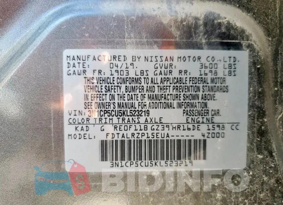 3N1CP5CU5KL523219 Photo# 13