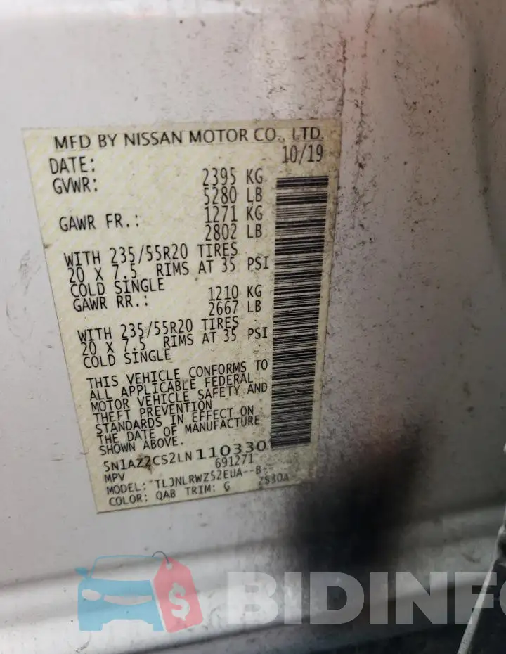 5N1AZ2CS2LN110330 Photo# 14