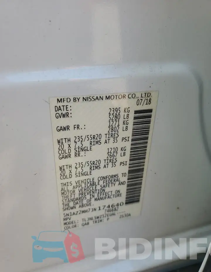 5N1AZ2MH7JN174640 Photo# 14