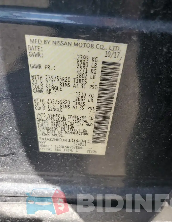 5N1AZ2MH9JN104041 Photo# 13