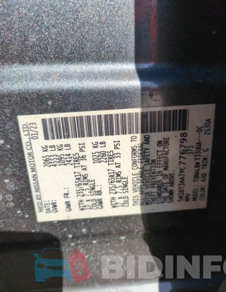 5N1BT3AA7PC776798 Photo# 13