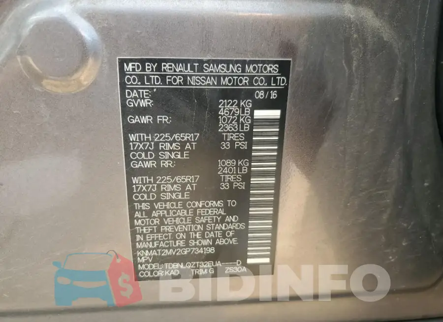 KNMAT2MV2GP734198 Photo# 13