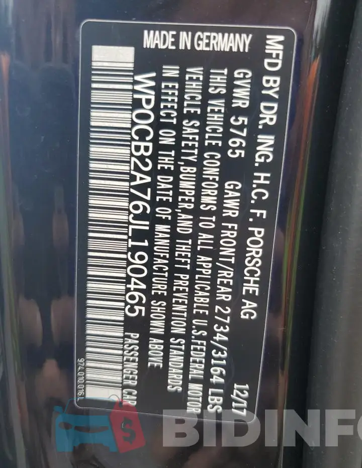 WP0CB2A76JL190465 Photo# 12
