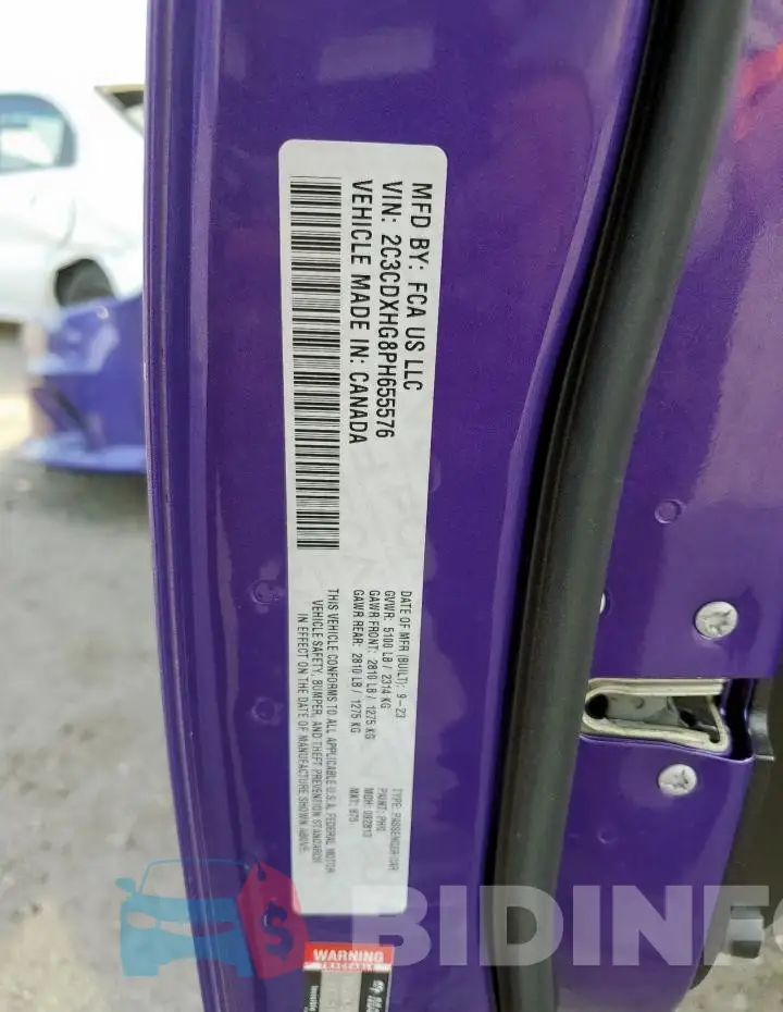 2C3CDXHG8PH655576 Photo# 12