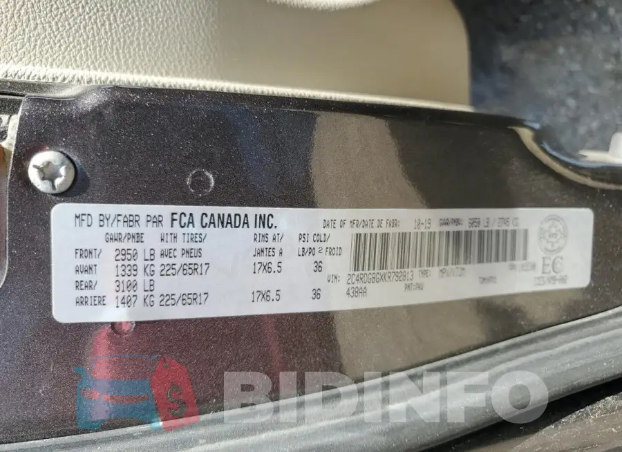 2C4RDGBGXKR792813 Photo# 14
