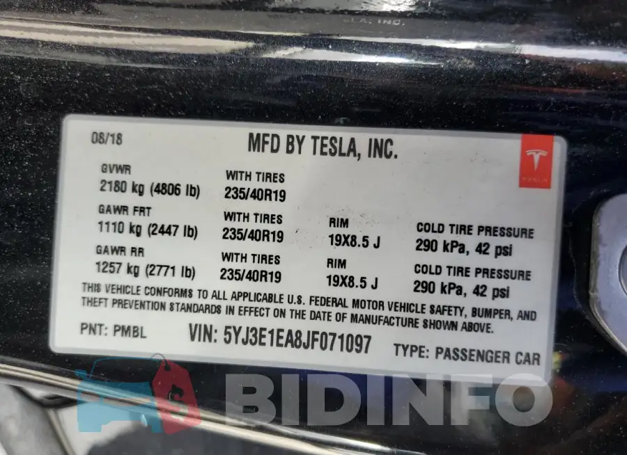 5YJ3E1EA8JF071097 Photo# 12