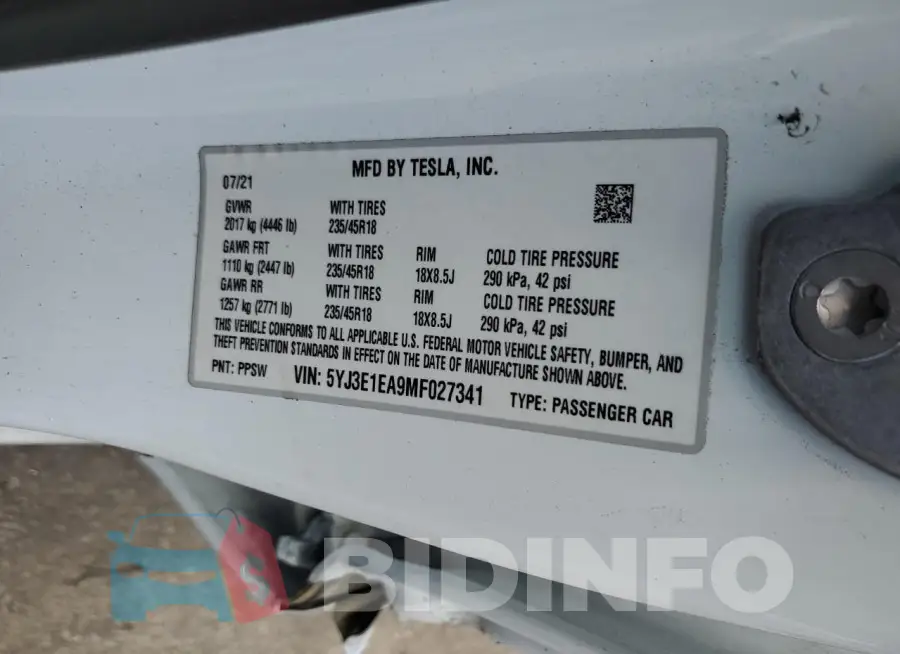 5YJ3E1EA9MF027341 Photo# 12