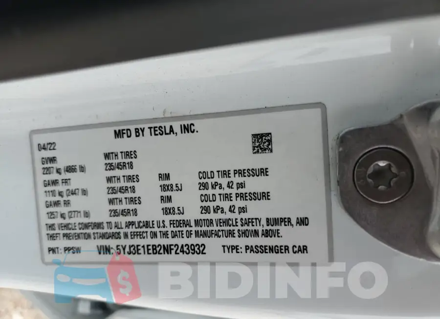 5YJ3E1EB2NF243932 Photo# 13
