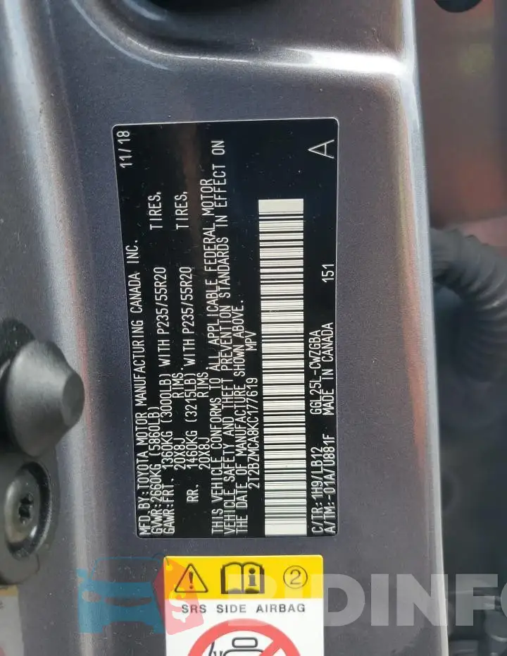 2T2BZMCA8KC177619 Photo# 14