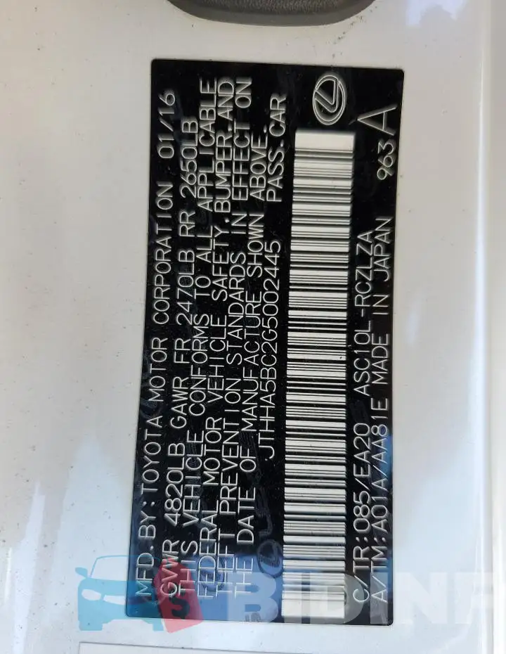 JTHHA5BC2G5002445 Photo# 12