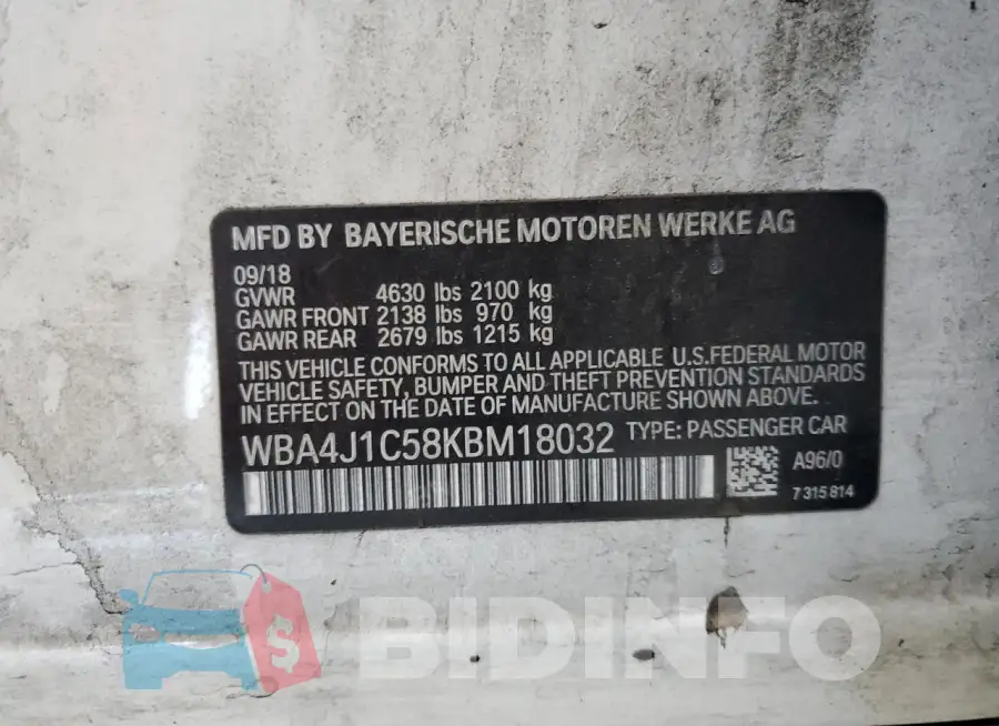 WBA4J1C58KBM18032 Photo# 13
