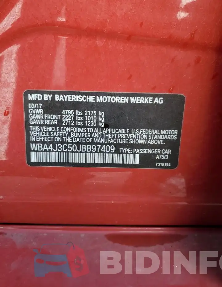 WBA4J3C50JBB97409 Photo# 12