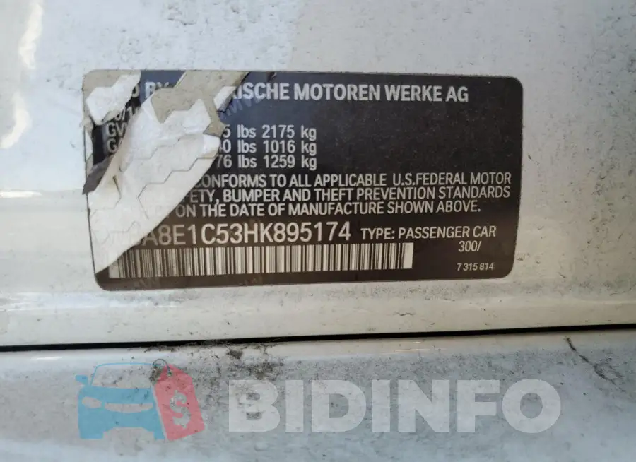 WBA8E1C53HK895174 Photo# 12