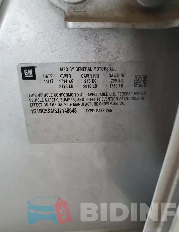 1G1BC5SM3J7148643 Photo# 12